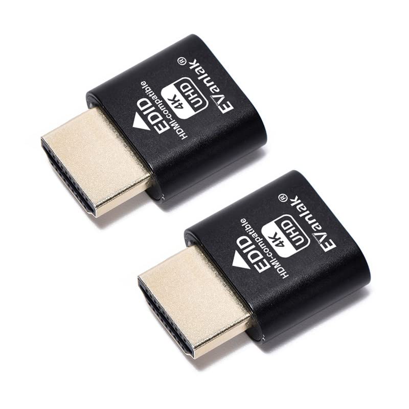 EVanlak HDMI Dummy Plug Headless Ghost Display Emulator Premium Aluminum PCï¼ˆFit Headless-3840x2160@60H New 3RDï¼‰-2Pack - Image 1